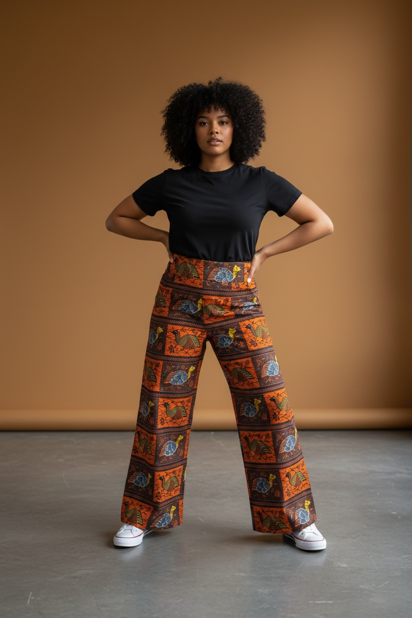 Golden Rooster – High-Waisted Dutch Batik Pants