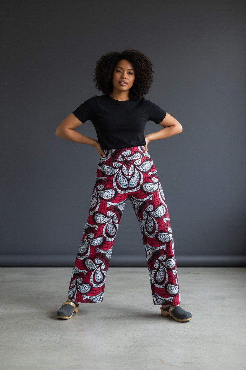 Crimson Swirl – High-Waisted Wide-Leg Pants