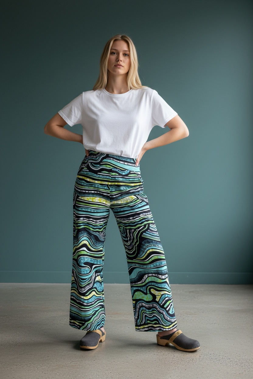 Ocean Current – High-Waisted Wide-Leg Pants