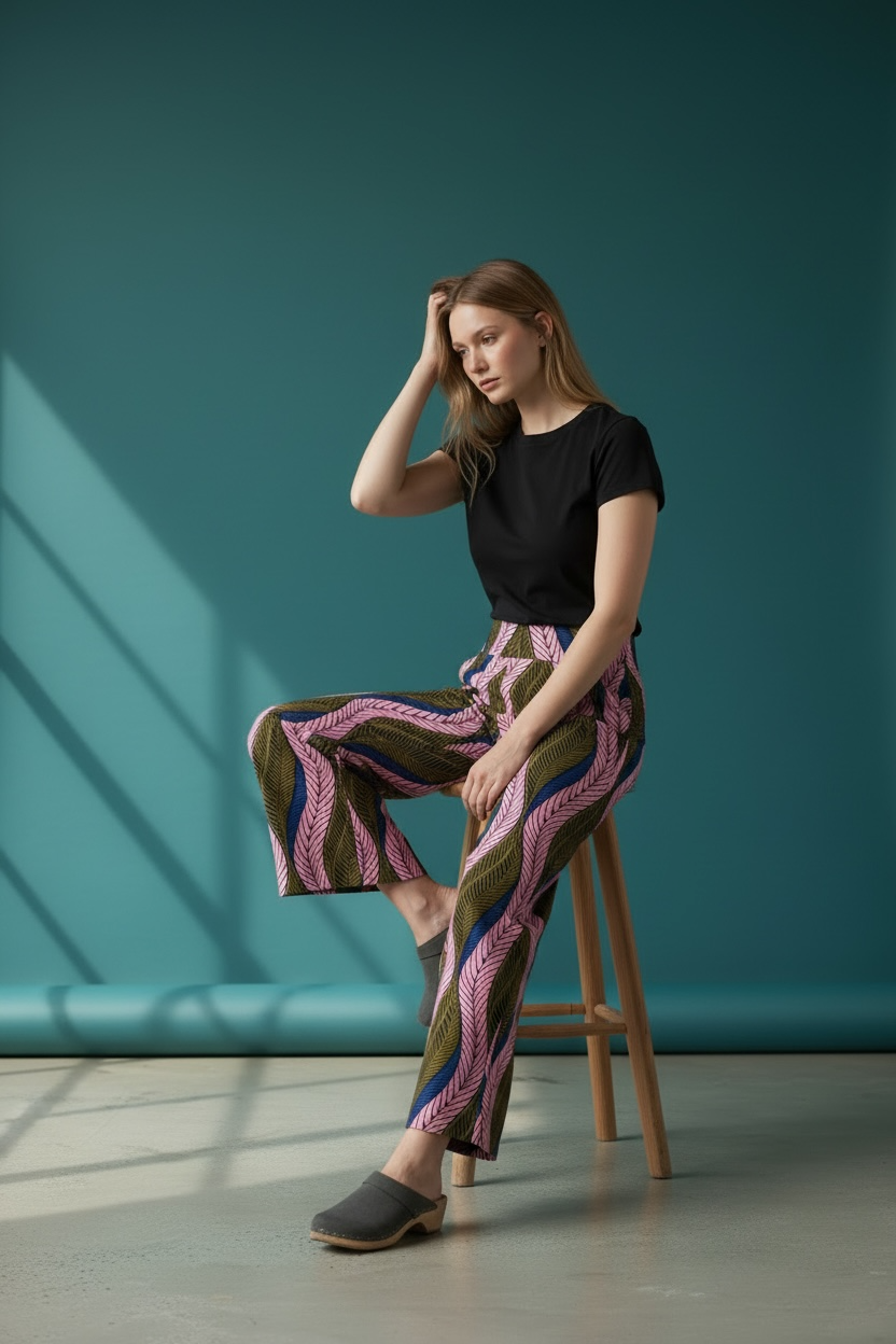 Tropical Wave – High-Waisted Wide-Leg Pants