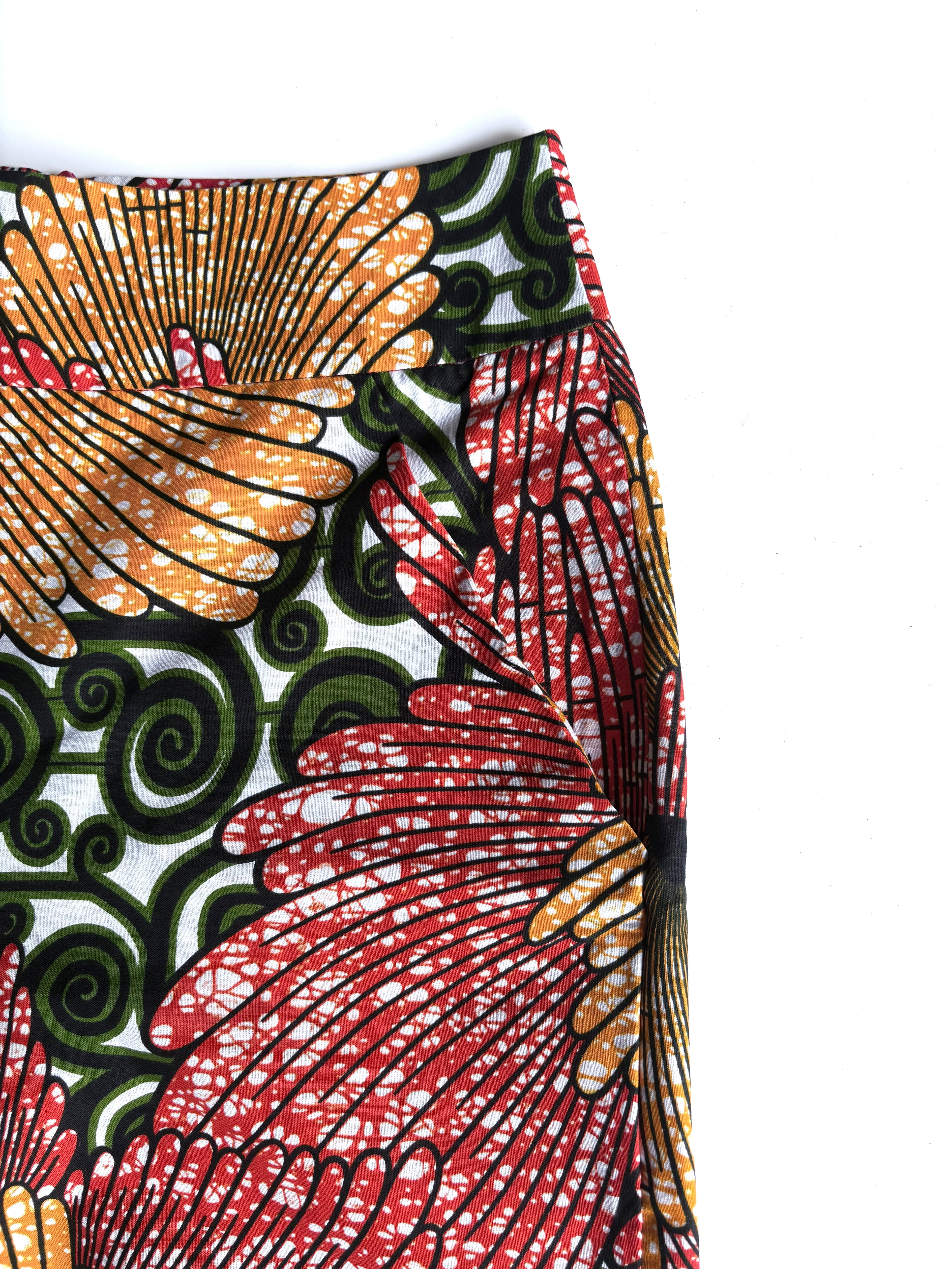 Sunburst Bloom High-Waisted Batik Wide-Leg Pants
