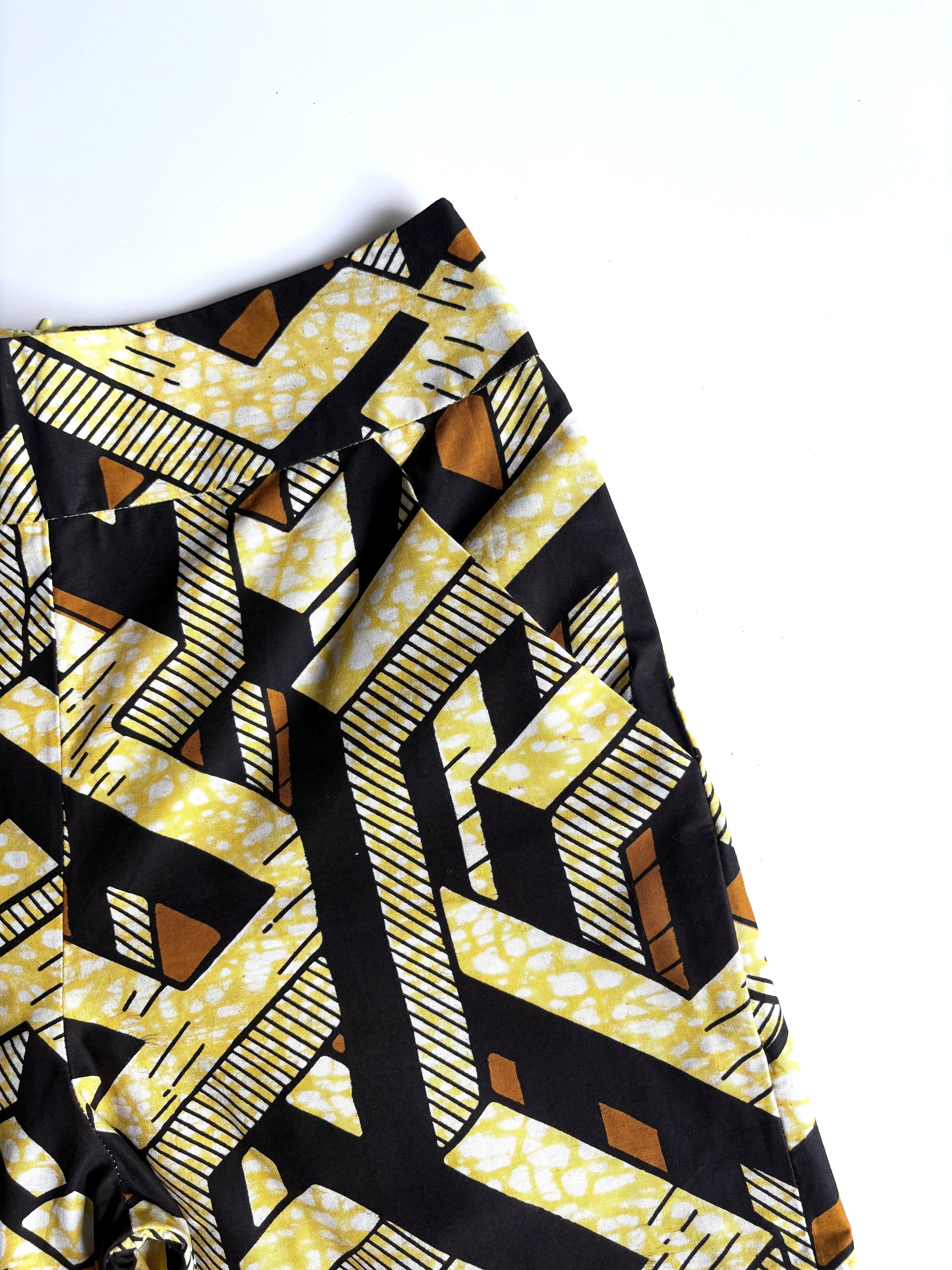 Golden Maze High-Waisted Dutch Batik Wide-Leg Pants