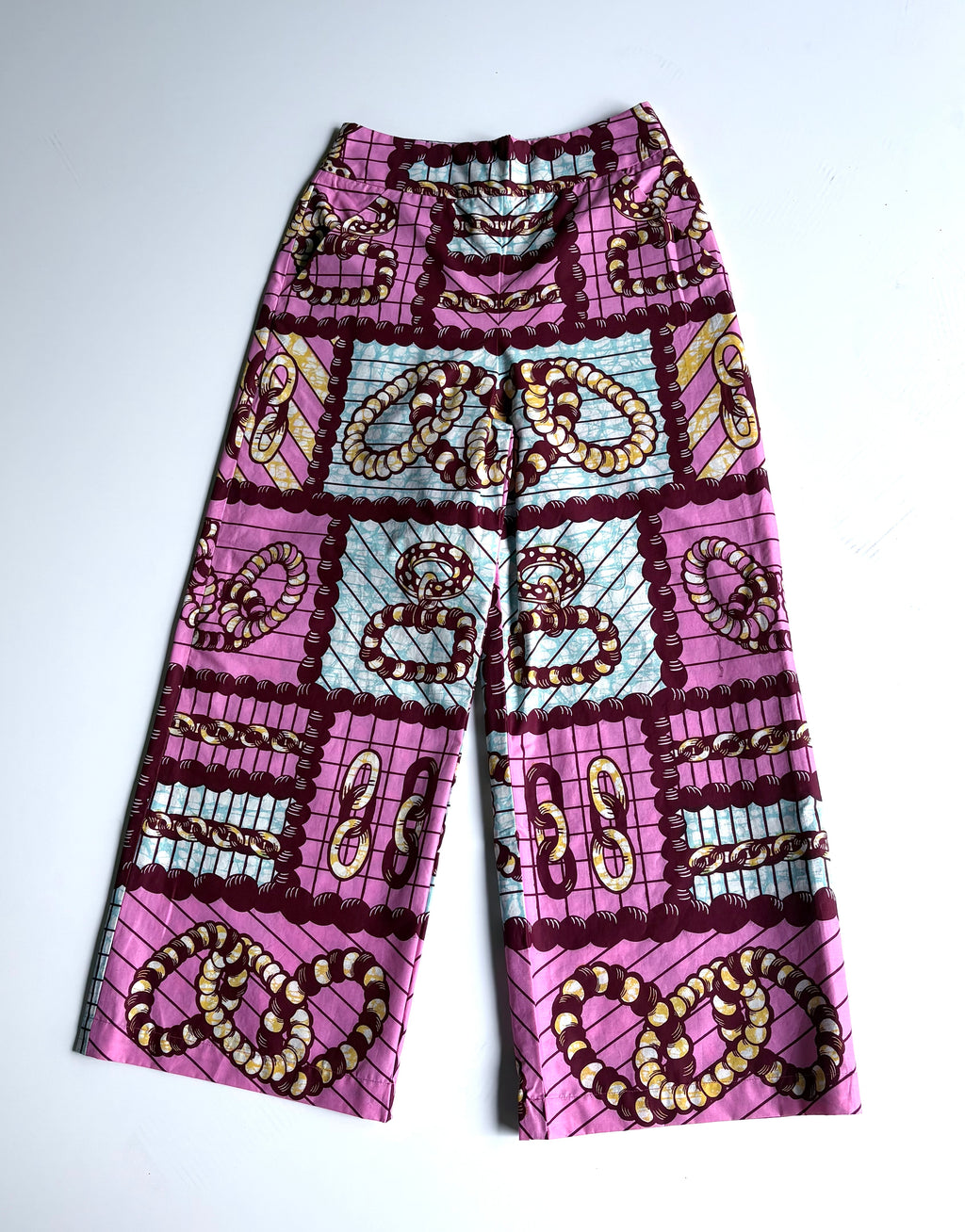 Pink Harmony High-Waisted Batik Wide-Leg Pants