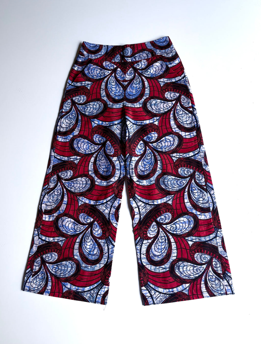 Crimson Swirl – High-Waisted Wide-Leg Pants