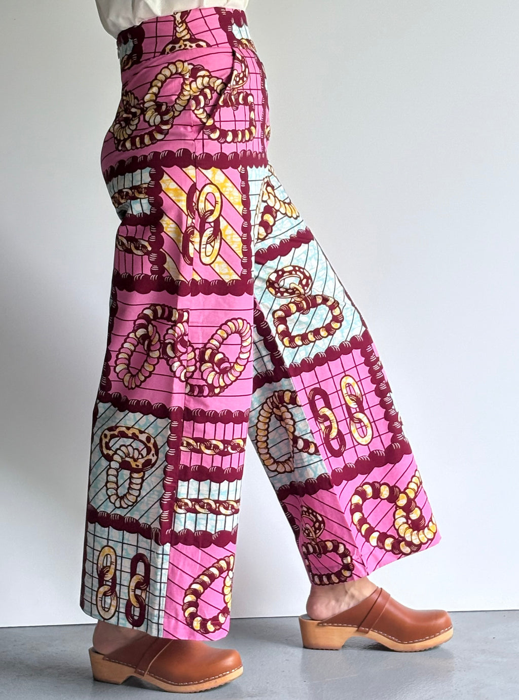 Pink Harmony High-Waisted Batik Wide-Leg Pants