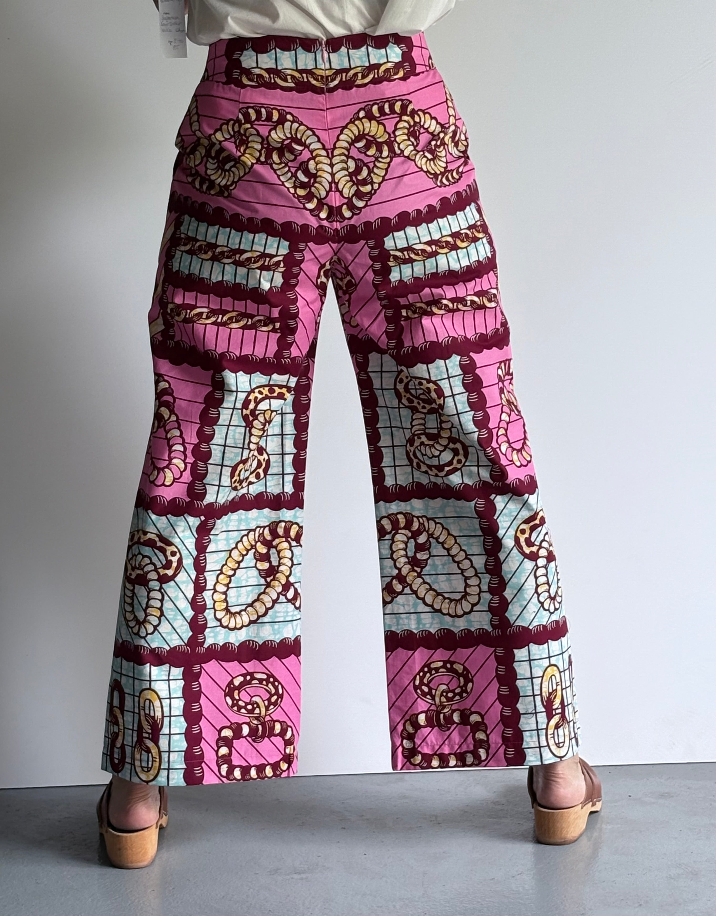 Pink Harmony High-Waisted Batik Wide-Leg Pants