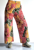 Sunburst Bloom High-Waisted Batik Wide-Leg Pants