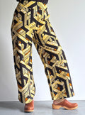 Golden Maze High-Waisted Dutch Batik Wide-Leg Pants