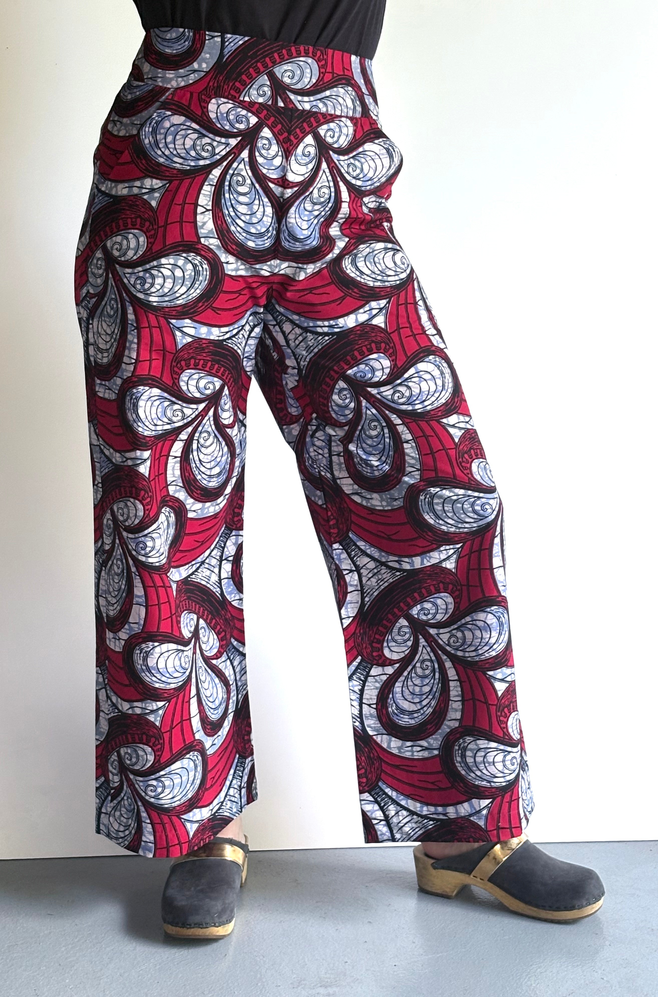 Crimson Swirl – High-Waisted Wide-Leg Pants