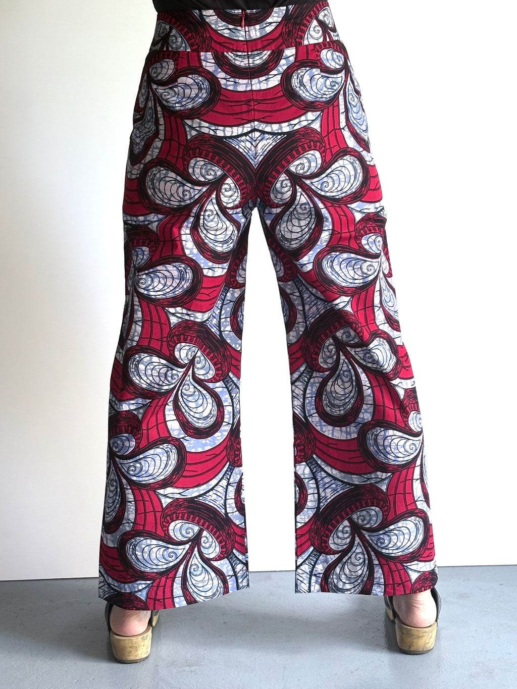 Crimson Swirl – High-Waisted Wide-Leg Pants